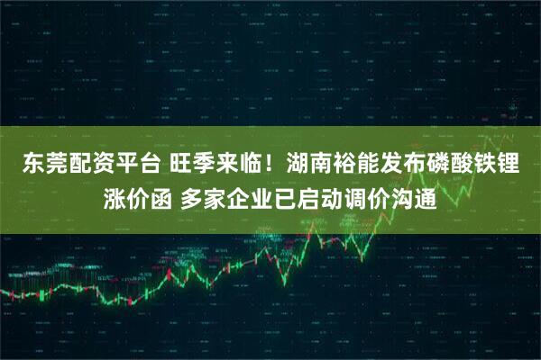 东莞配资平台 旺季来临!湖南裕能发布磷酸铁锂涨价函 多家企业已启动调价沟通